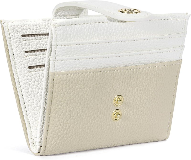 Bostanten Slim Wallet for Women Small RFID Blocking Credit Card Holder Leather Bifold Wallets with Zipper Coin Pocket Khaki＆Beige - Image 1